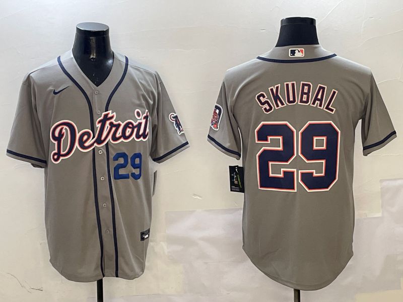 Men Detroit Tigers 29 Skubal Grey Game 2025 Nike MLB Jersey style 3122